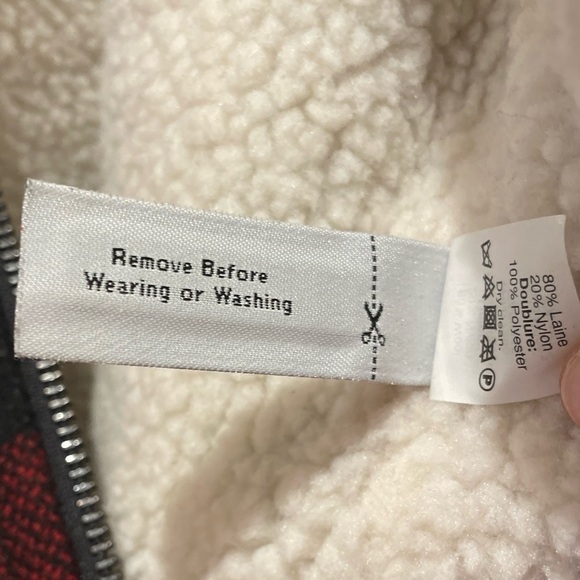 MADEWELL | Black & Red Wool Buffalo Plaid Sherpa Lined Vest | Size Small - Picture 11 of 12